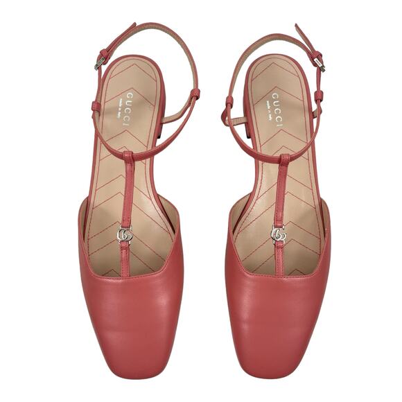 Gucci Double GG T Strap Patent Leather Ballet Flat Pink Size 39.5 - Picture 4 of 15